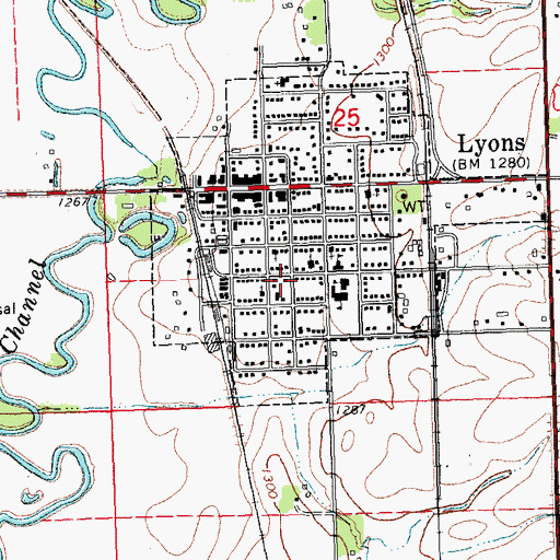 Topographic Map of Lyons, NE