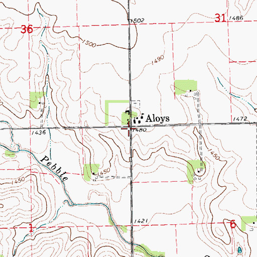 Topographic Map of Aloys Post Office (historical), NE