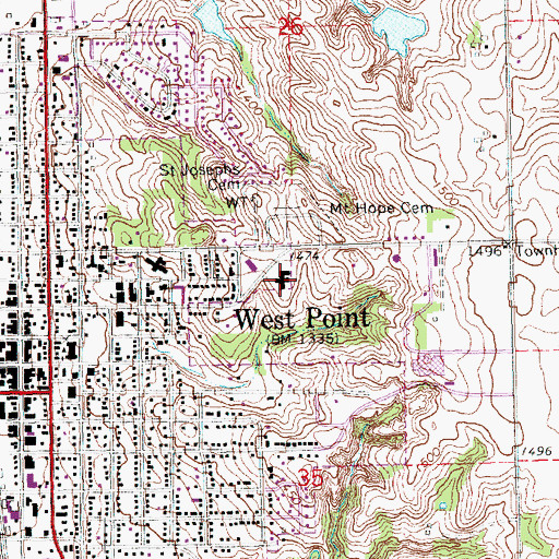 Topographic Map of West Point Living Center, NE
