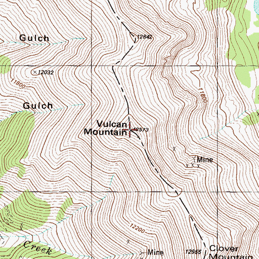 Topographic Map of Vulcan Mountain, CO