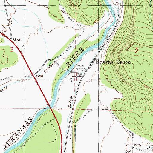 Topographic Map of Browns Canon, CO