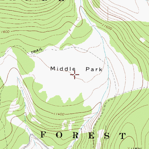 Topographic Map of Middle Park, CO