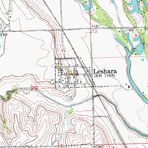 Topographic Map of Leshara Post Office, NE
