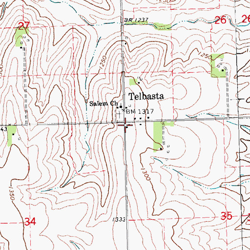 Topographic Map of Telbasta Post Office (historical), NE