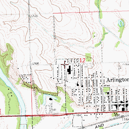 Topographic Map of Arlington Elementary School, NE