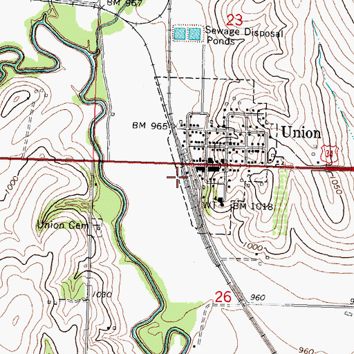 Topographic Map of Union, NE