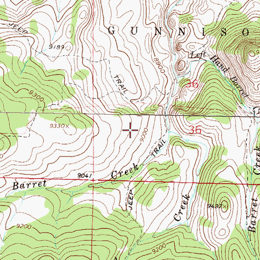 Topographic Map of Middle Barret Creek, CO