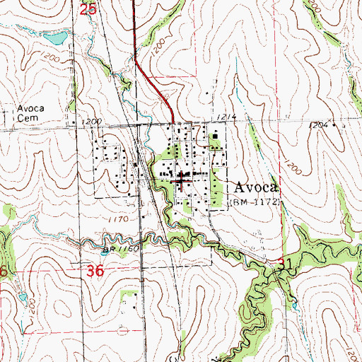 Topographic Map of Avoca Post Office, NE