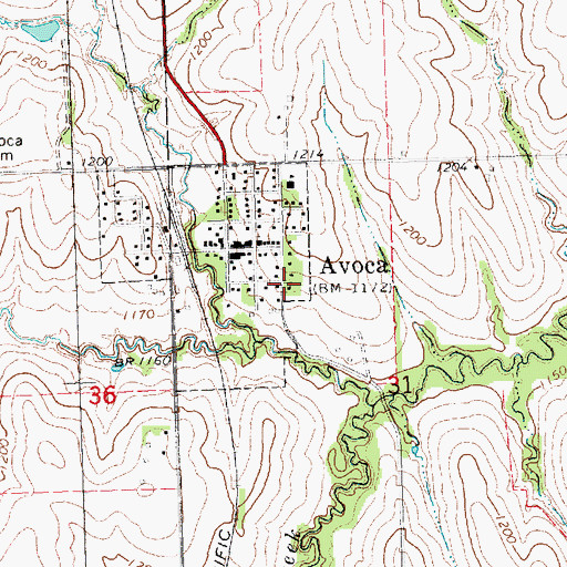 Topographic Map of Avoca School (historical), NE