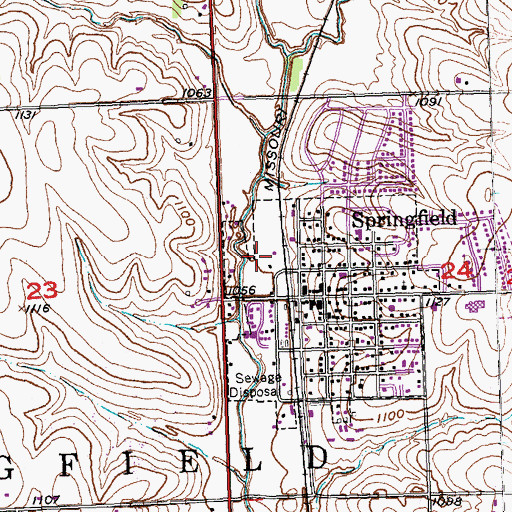 Topographic Map of Township of Springfield, NE