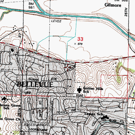 Topographic Map of Golden Hills Seventh Day Adventist Church, NE