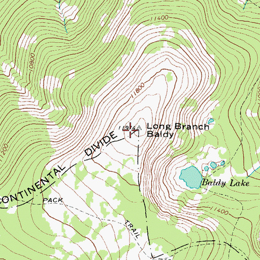 Topographic Map of Long Branch Baldy, CO