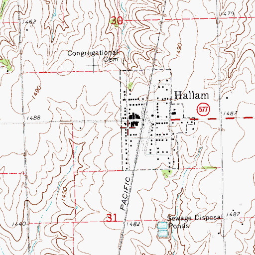 Topographic Map of Hallam Volunteer Fire and Rescue Department, NE