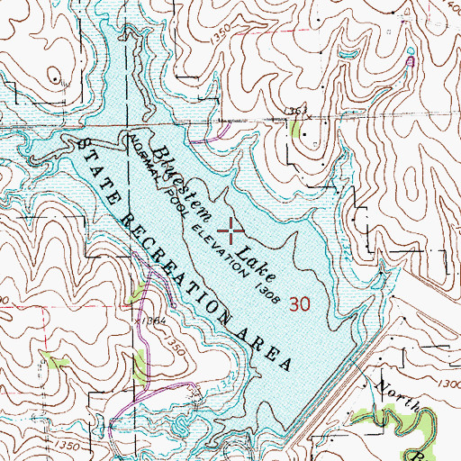 Topographic Map of Bluestem Lake State Recreation Area, NE