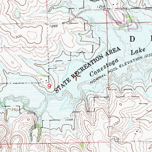 Topographic Map of Conestoga Lake State Recreation Area, NE