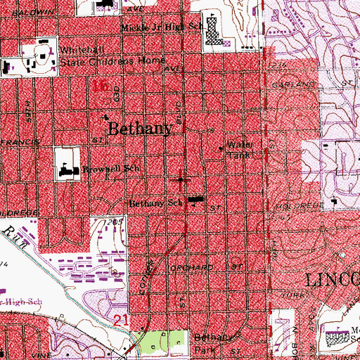Topographic Map of Bethany Christian Church, NE
