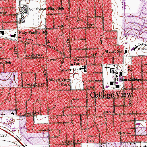 Topographic Map of Calvert Recreation Center, NE