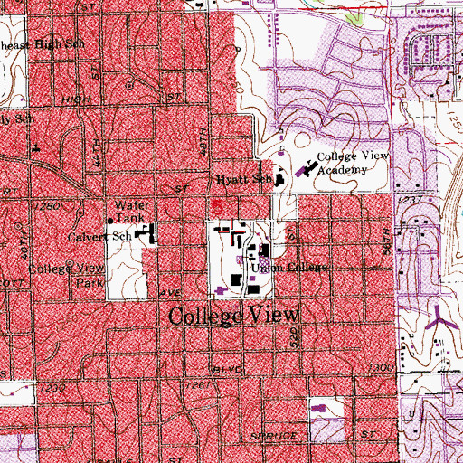 Topographic Map of George Stone School, NE