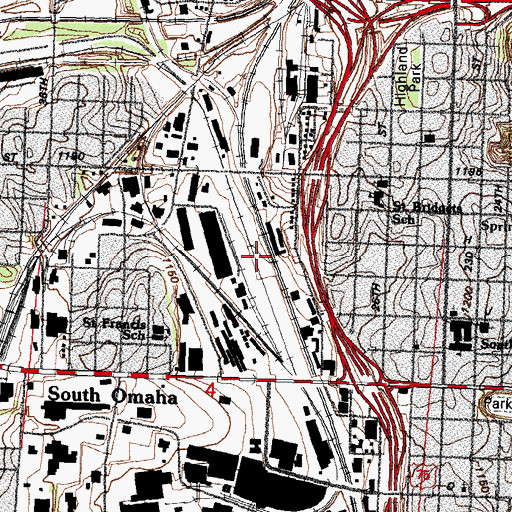 Topographic Map of South Omaha, NE
