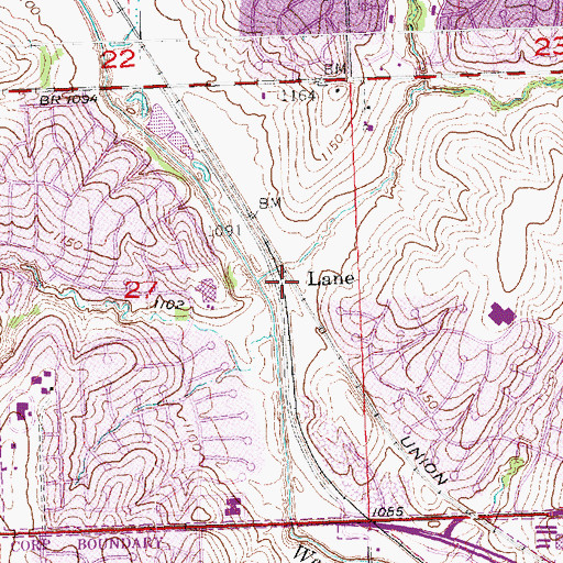 Topographic Map of Lane, NE