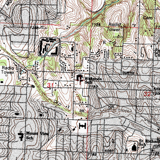 Topographic Map of Wakonda Elementary School, NE