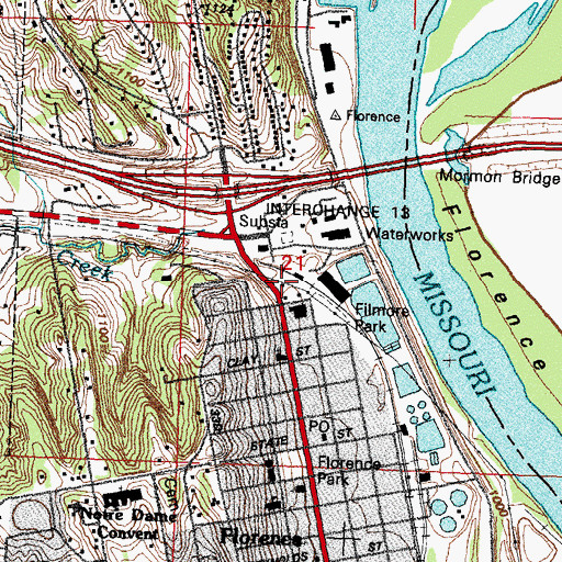 Topographic Map of Historic Florence Depot Museum, NE
