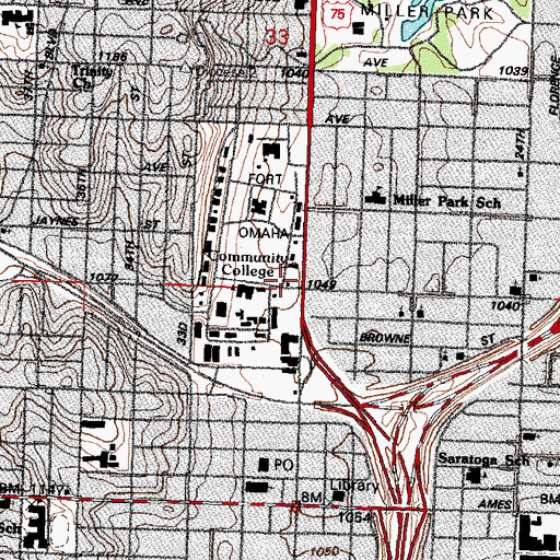 Topographic Map of Fort Omaha Historical Marker, NE