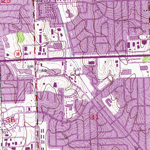 Topographic Map of Westwood Heights Golf Course, NE