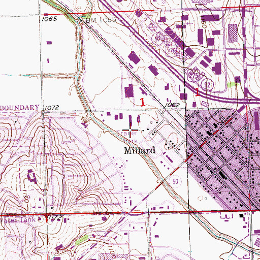Topographic Map of Millard Mobile Home Park, NE