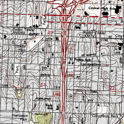 Topographic Map of Interchange 1B, NE