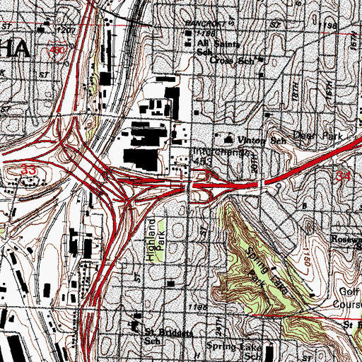 Topographic Map of Interchange 453, NE