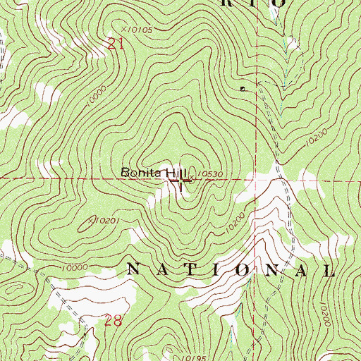 Topographic Map of Bonita Hill, CO