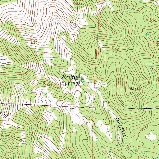 Topographic Map of Proffit Spring, CO