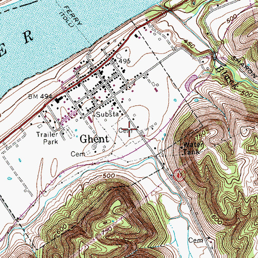 Topographic Map of Ghent IOOF Cemetery, KY