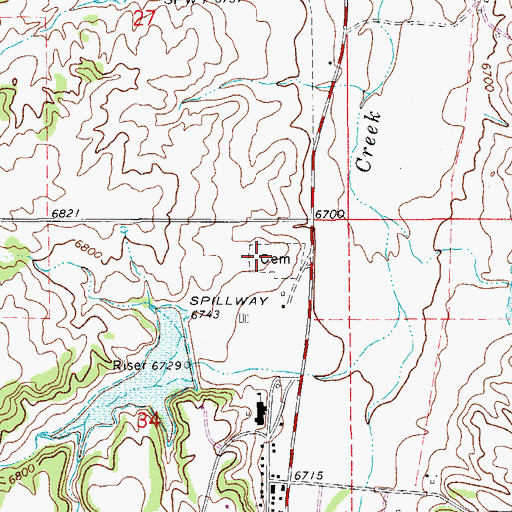 Topographic Map of Elbert Cemetery, CO