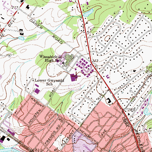 Topographic Map of Wissahickon Middle School, PA