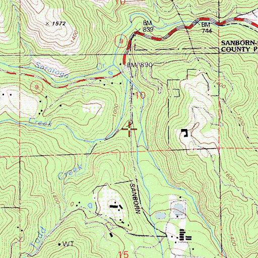 Topographic Map of Aubry Creek, CA