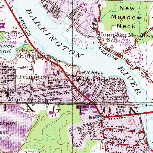 Topographic Map of Barrington Civic Center Historic District, RI