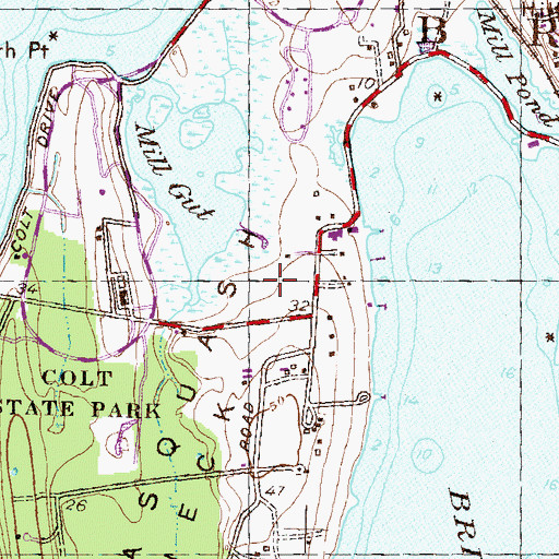 Topographic Map of Fairlawn Golf Course, RI