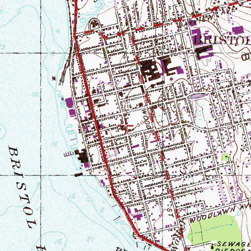 Topographic Map of Reynolds School, RI