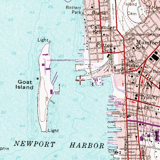 Topographic Map of Long Wharf, RI