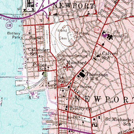 Topographic Map of Mumford School, RI
