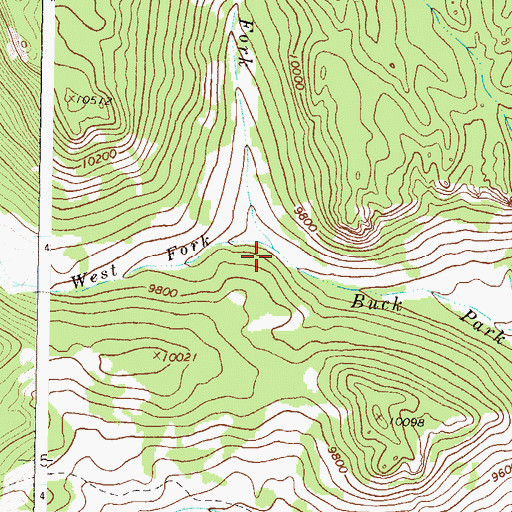 Topographic Map of East Fork Buck Park Creek, CO