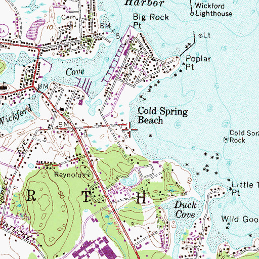 Topographic Map of Beachwood House Senior Center, RI