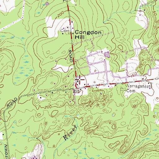 Topographic Map of David Greene Cemetery, RI