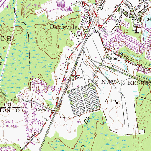 Topographic Map of Hunt Cemetery, RI