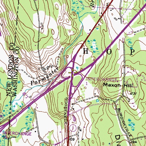 Topographic Map of Interchange 1, RI