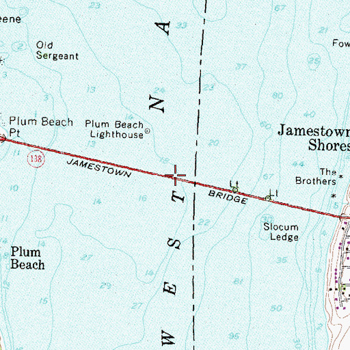 Topographic Map of Jamestown Bridge, RI