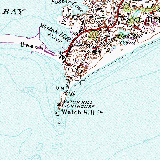 Topographic Map of Ocean House Beach, RI