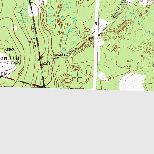 Topographic Map of Sherman Cemetery, RI